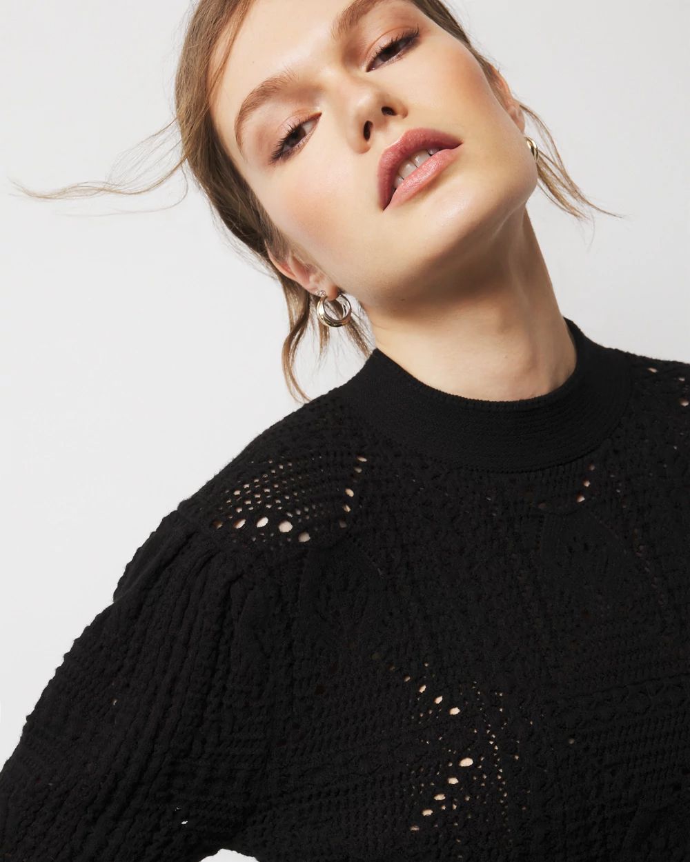 まみ Mock Neck Pointelle Sweater | White House Black Market